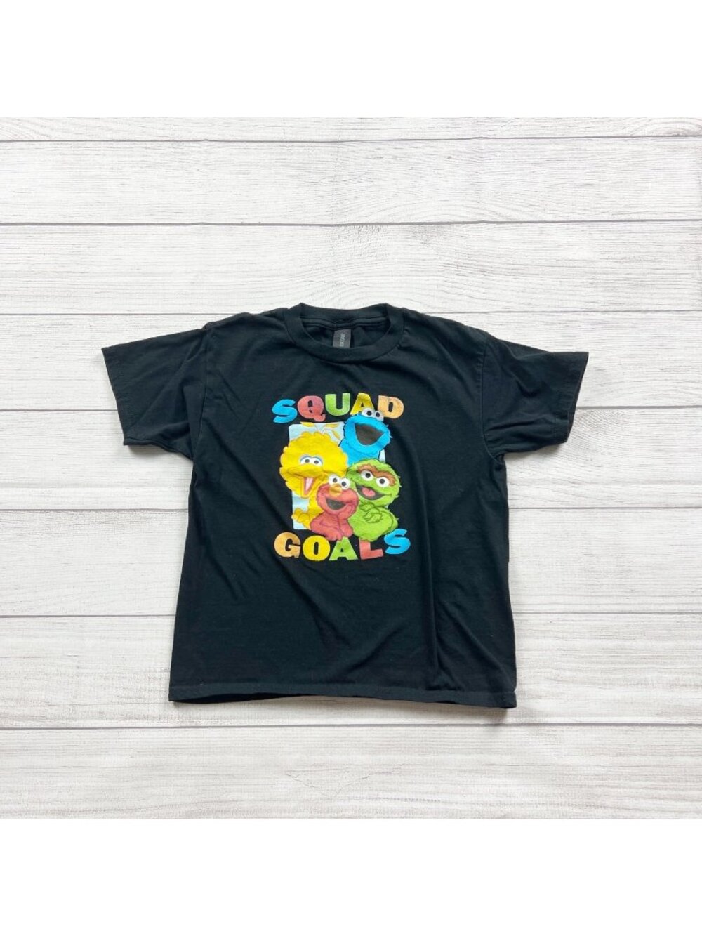 Gildan Black Short Sleeve Squad Goals Graphic T-Shirt Characters S 6-8